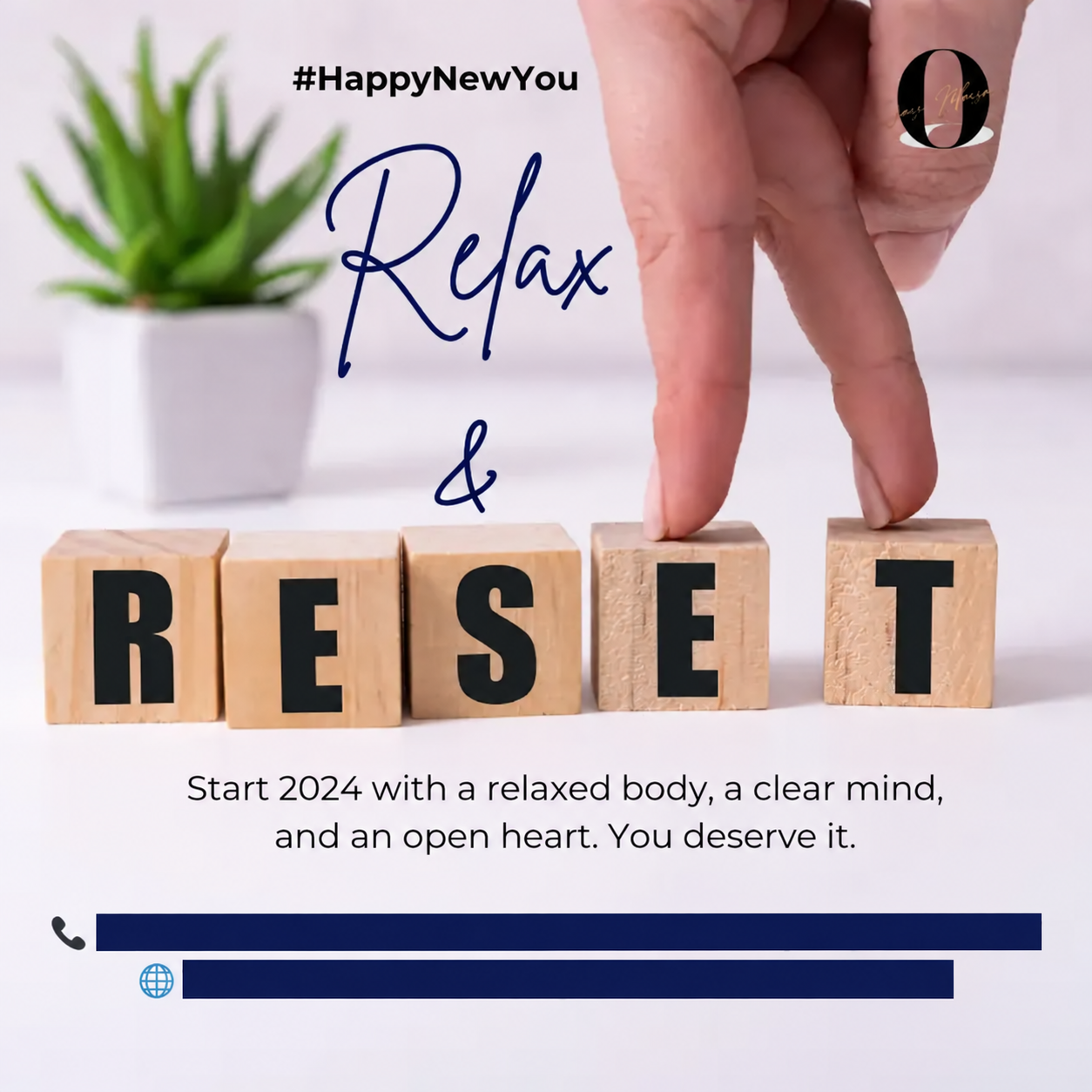 Holiday wellness social media campaign with client contact details concealed