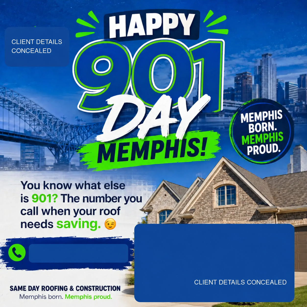 Memphis commercial social media campaign with client contact details concealed
